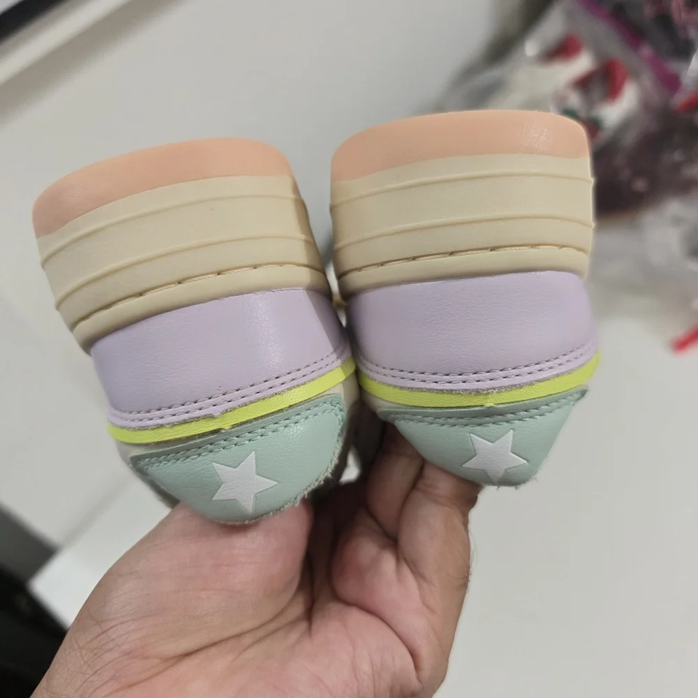 Little Girls Zara Multicolored Pastel Laced Sneakers Shoes Size 13